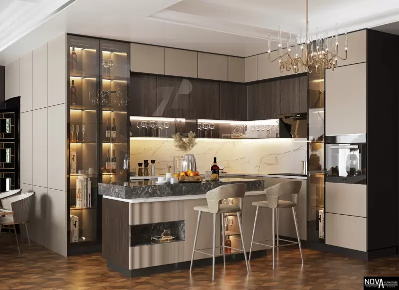 So sánh tủ bếp cánh kính hợp kim nhôm và tủ bếp acrylic