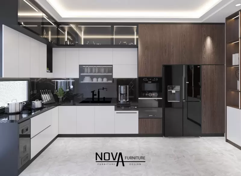 Tủ bếp cánh kính - Sang trọng trên từng đường nét