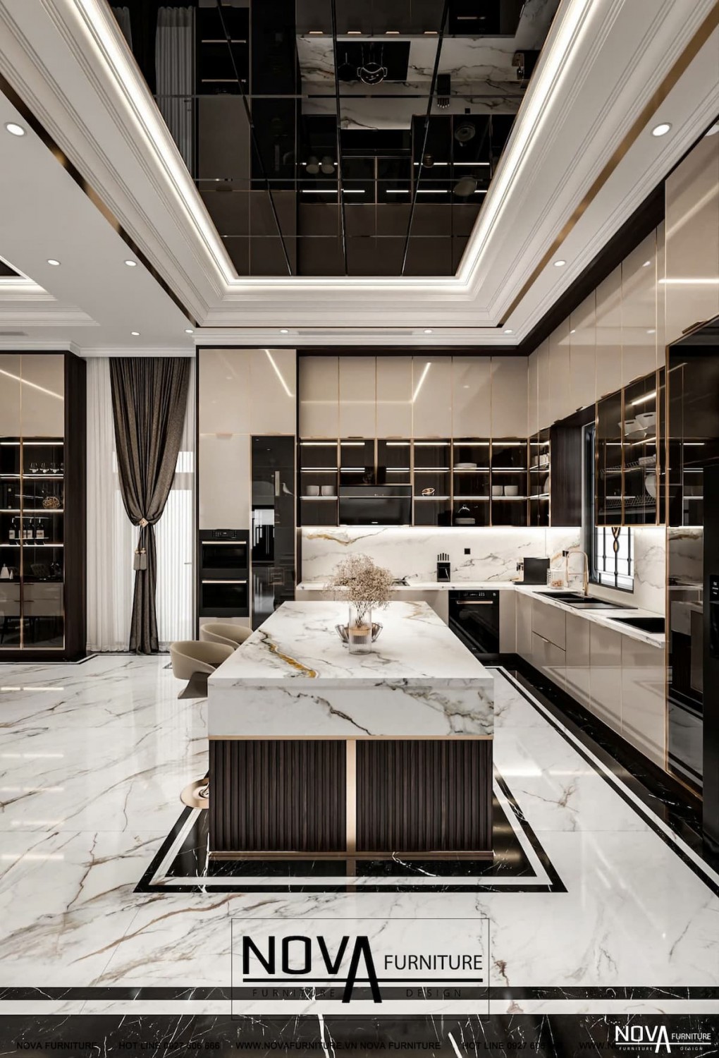 Tủ bếp cánh kính