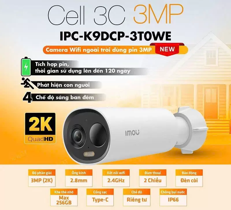 Camera Wifi imou 3Mp IPC-K9DCP-3T0WE Dùng Pin