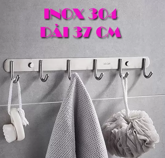Móc treo quần áo inox nguyên khối 6 móc