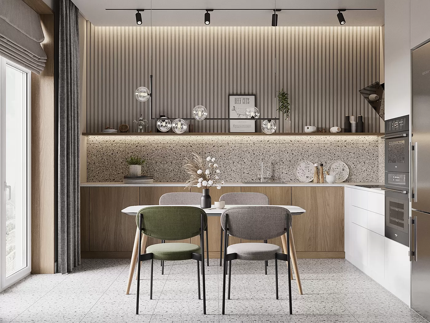 Tủ bếp MDF phủ Melamine cao cấp sang trọng