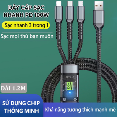 Dây sạc 3 đầu phù hợp mọi loại điện thoại