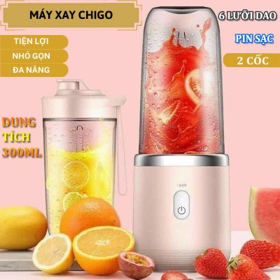 MÁY XAY SINH TỐ CẦM TAYĐA NĂNG CHIGO , 2 CỐC PIN SẠC