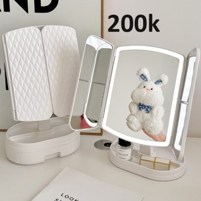 GƯƠNG TRANG ĐIỂM BỌC DA CÓ LED CAO CẤP